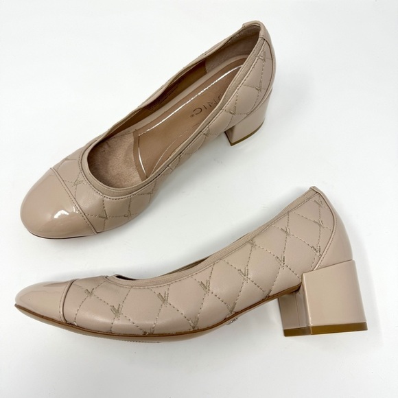 Vionic Tan Quilted Block Heel Ruby Pumps - Picture 2 of 14